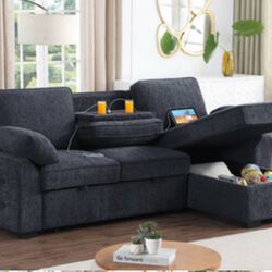 Sectional Sleeper W/usb Port&cup Holders
