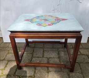 Side table with colorful top