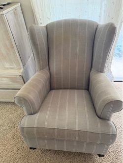 Pottery Barn Kids Wingback Rocking Chair – Gray Double Stripe – Excellent Condition