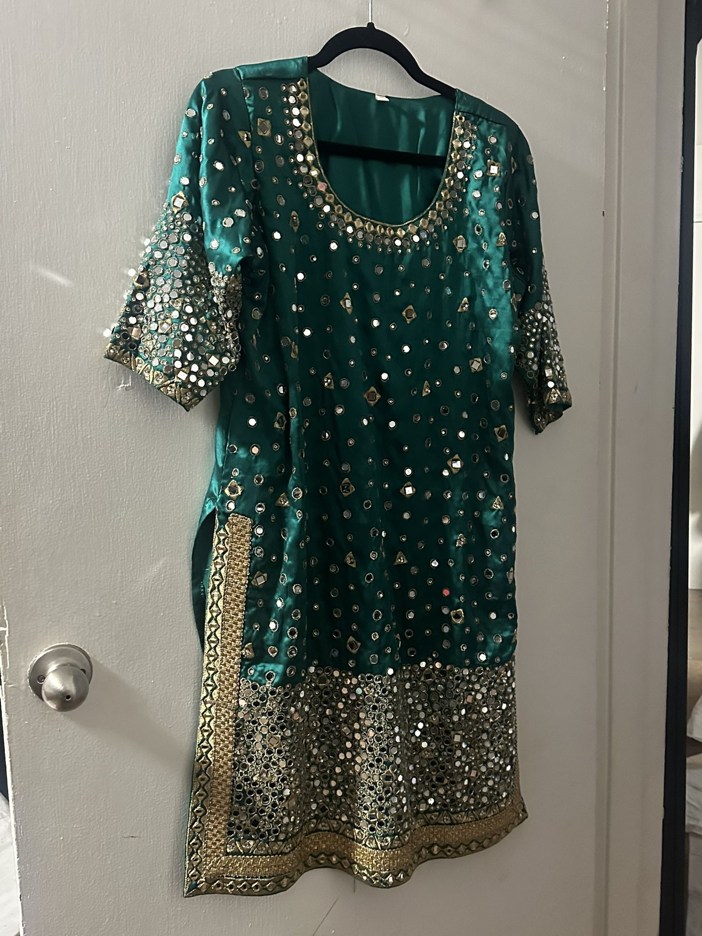 Mirror Embroidered Chiffon Party Dress 