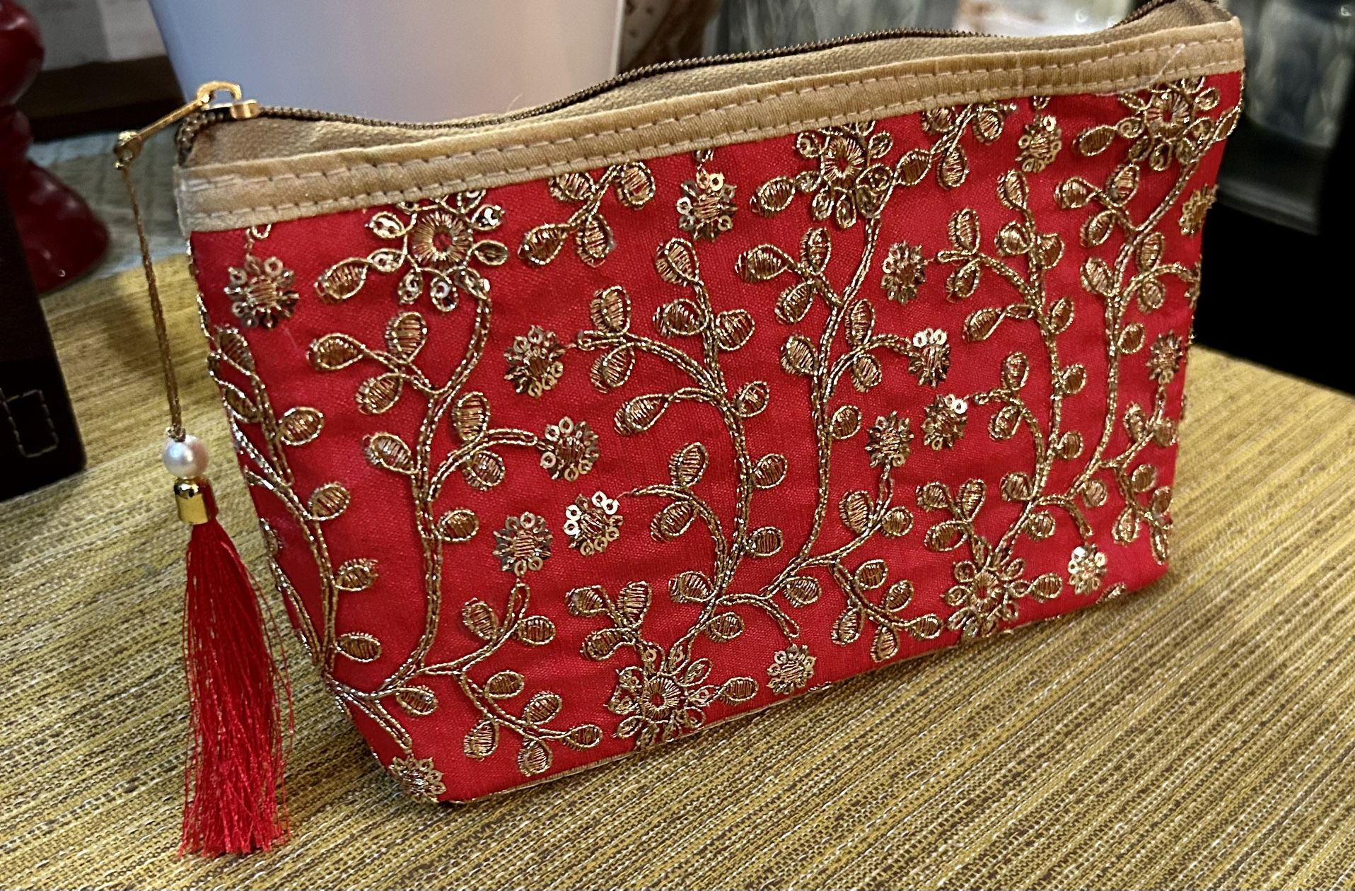 Oriental Bag With Lots Of Unique Stitching & Sequins 