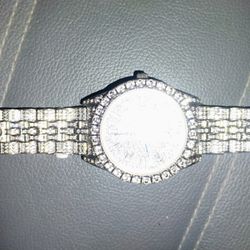 MEN'S HIP HOP URBAN LUXURY LAB DIAMOND FULL ICED METAL BAND WRIST BLING WATCH