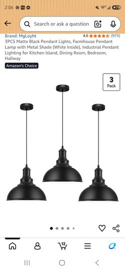 Matte Black Pendant Lights 3-Pack