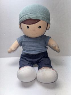 12.5”Apple Park Kid Levi in Sage Organic Cotton Boy Plush Doll Removable Clothes