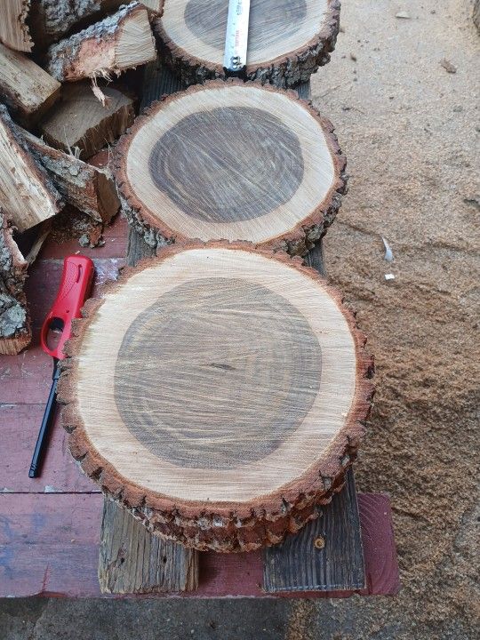 Solid oak circles for decorations