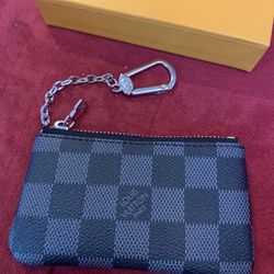Designer LV Mens Key Chain Wallet Black Grey Checkered