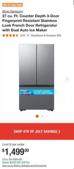 Samsung 27 cu. ft. 3-Door French Door 36 Inch Refrigerator Counter Depth