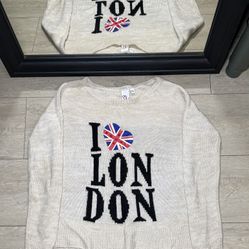 Y2K 2000s Women’s Oh Mg! I Love London Cream Knitted Sweater