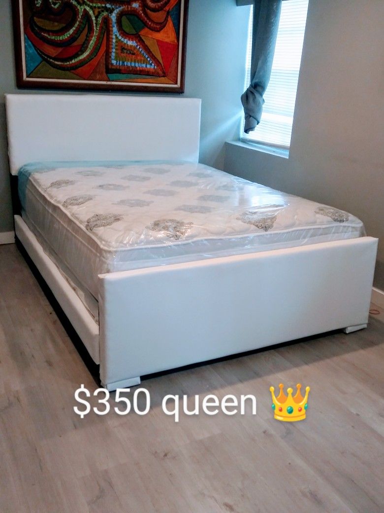 $350 Queen Bed Frame With Mattress And Boxspring Brand New Free Delivery