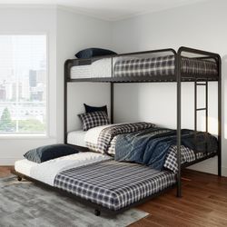 DHP Isaiah Triple Twin Metal Bunk Bed, Black
