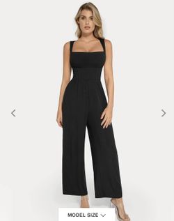 Shapewear Square Neck Tummy Control Wide Leg Jumpsuit
