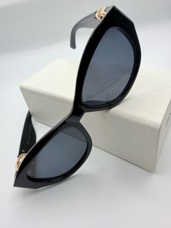 Black Cat-Eye Sunglasses with Gold Hardware
