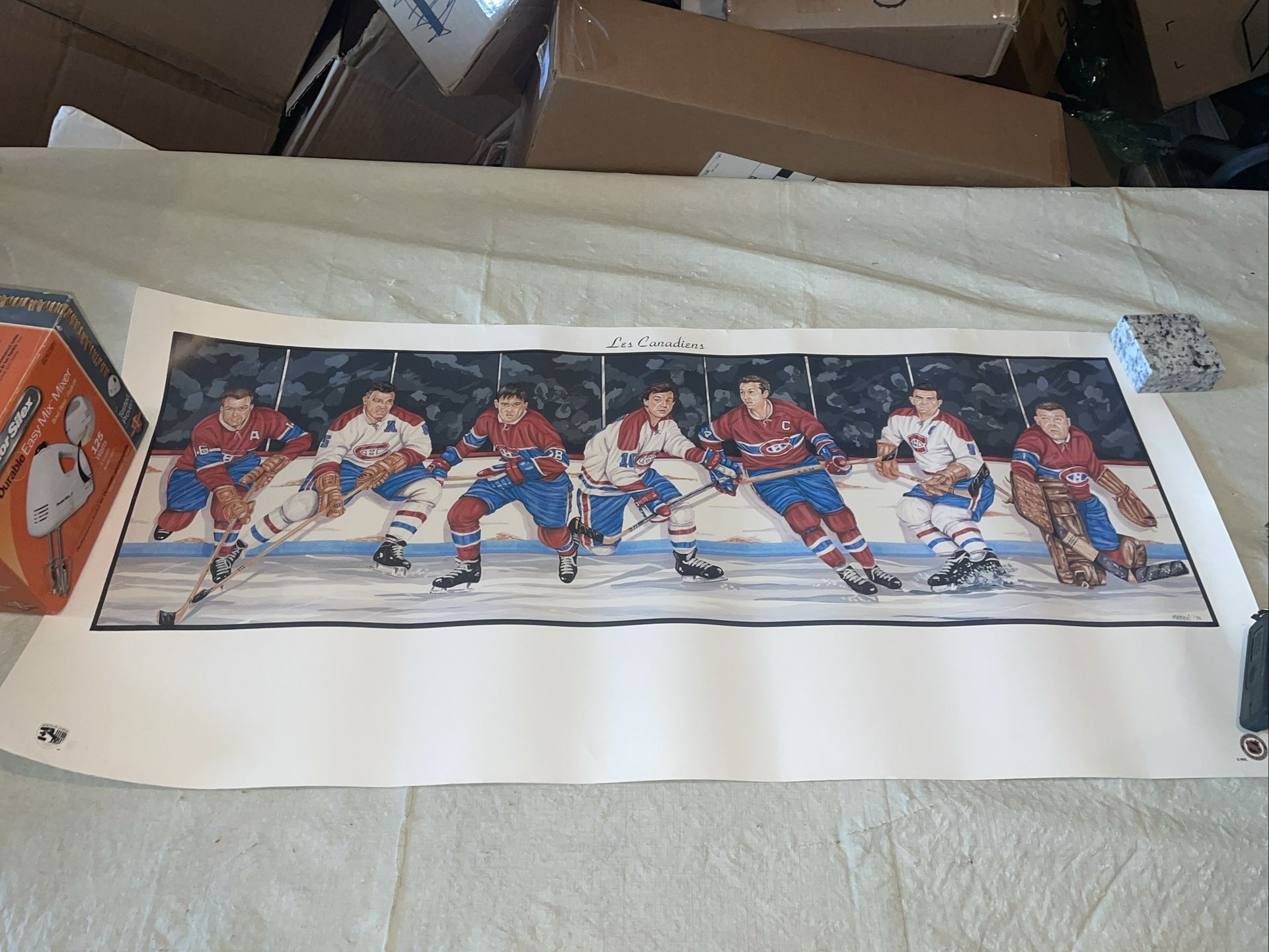NHL Litho Montréal Canadiens Maurice Rocket Richard Poster Thick 38x18 Euc