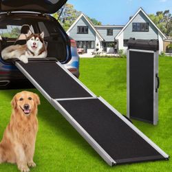 Pet Ramp, 63.5'' Adjustable Aluminum Dog Ramp Portable Folding Non-Slip for SUV Dog Stair, NEW