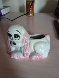 Vtg Hull Pottery Ceramic Planter 5 " Cocker spaniel
