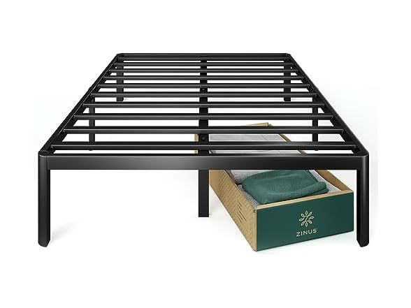 ZINUS Van 16 Inch Queen Metal Platform Bed Frame, Steel Slat Support, No Box Spring Needed, Easy Assembly, Black