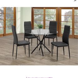 Latitude Kitchen Or Dining Room Chair Set Of 4  Black Leather Chairs Brand New