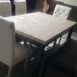 Marble Dining Room Set Table And Chairs And Bench  I Can Deliver For Small Fee 