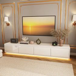 71 inch Minimalist High Gloss TV Stand with LED Ambiance