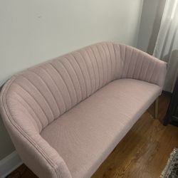 Blush Recessed Arm Loveseat 