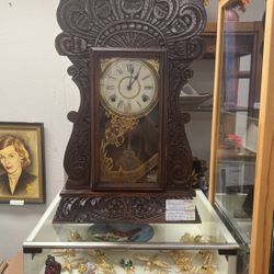 Antique Wood Mantel Clock 