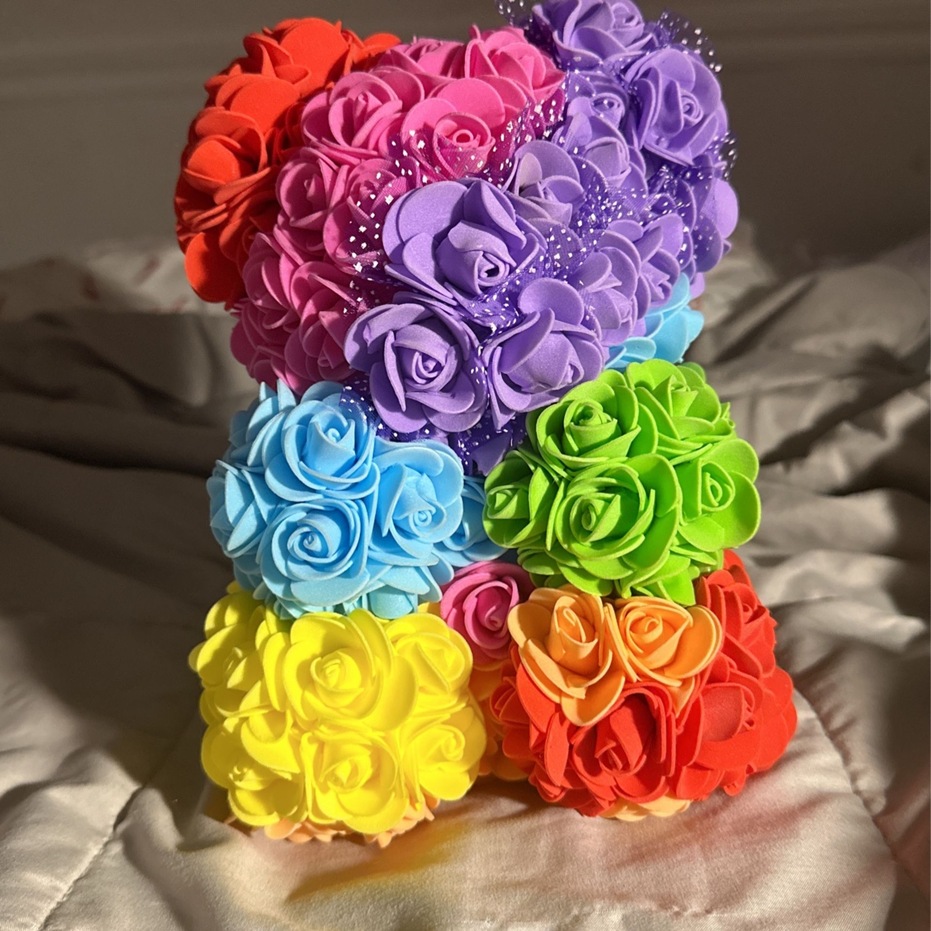 Decoration, Rainbow ,rose flower,  bear