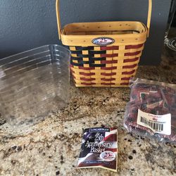 Longaberger Vintage Collectible NWT 1998 25th Anniversary Flag Basket Combo