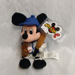 The Disney Store Mickey Mouse Plush Baseball Player Bean Bag 8" Toy Beanie W Tag