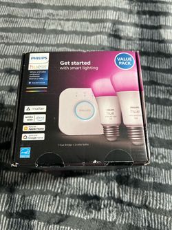 Brand New Philips Hue 2pk A19 LED Starter Kit with Bridge Color: Energy Star, Dimmable