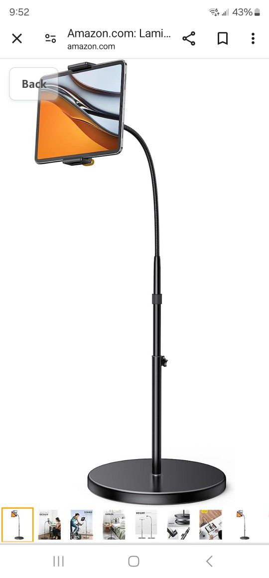Lamicall Tablet Floor Stand - Gooseneck Swivel Holder Mount with Adjustable