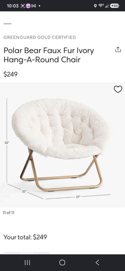 Polar Bear Faux Fur Ivory Hang-A-Round Chair