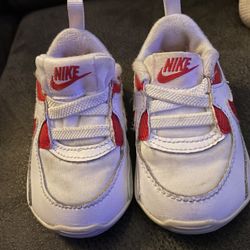 Nike Air Max 90 Crib Shoes Infant Size 3c White Red Leather Slip On