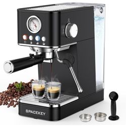 Spacekey Espresso Machine with Milk Frother, 20 Bar Professional Espresso Maker Semi-Automatic Espresso Coffee Machines for Home, Cappuccino, Latte Ma