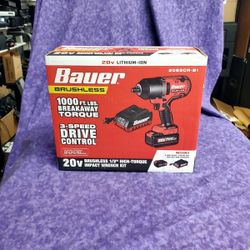 NEW💥BAUER 20V BRUSHLESS CORDLESS 1000 TORQUE 1/2" IMPACT WRENCH KIT 2085CR-B1