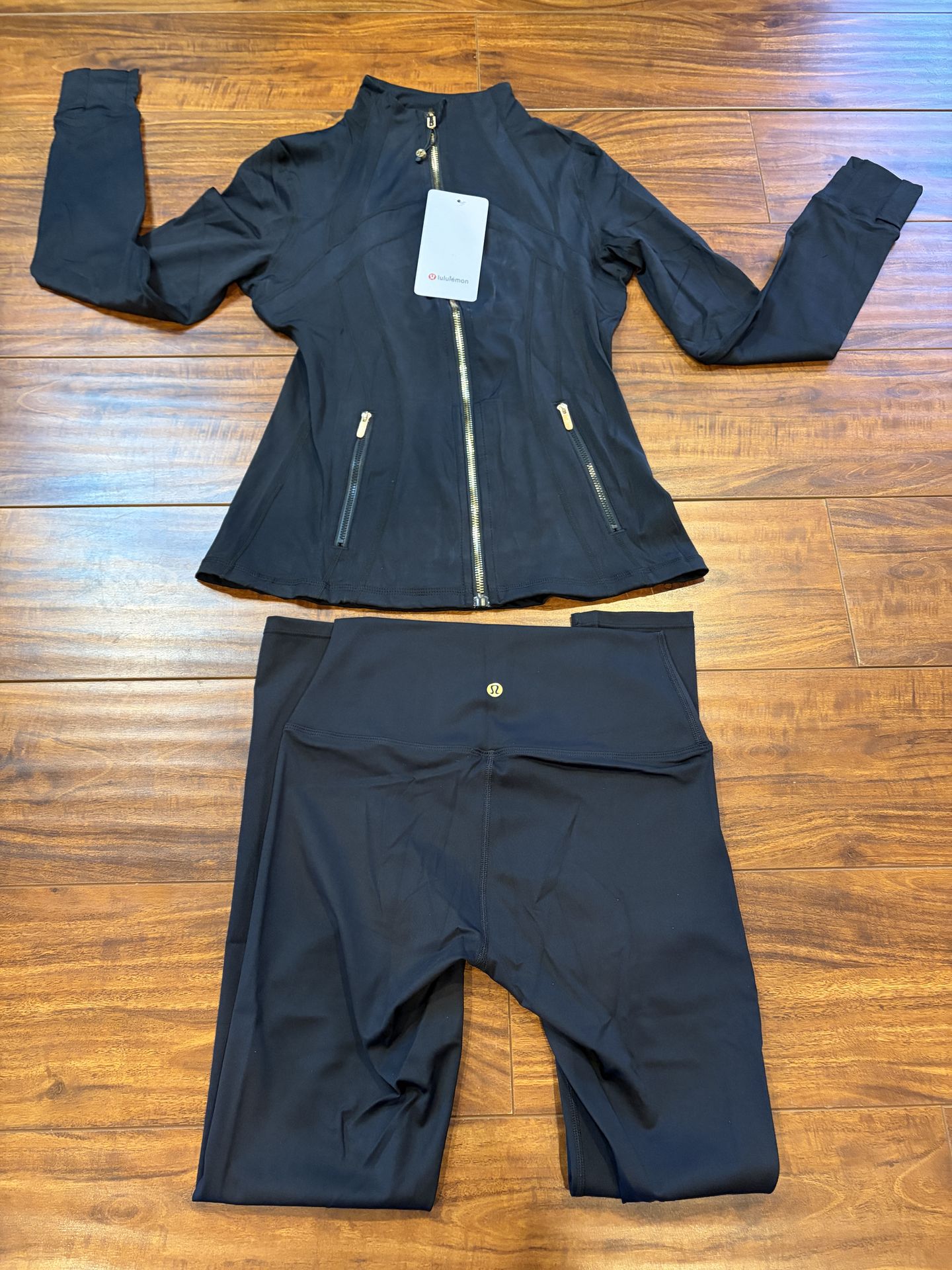 Lululemon define jacket and align leggings black and gold size 2 and 6 available