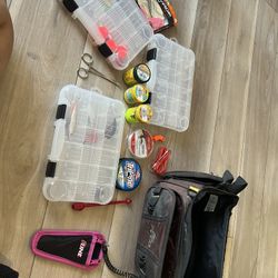 Tackle Bag with Lures and Hooks