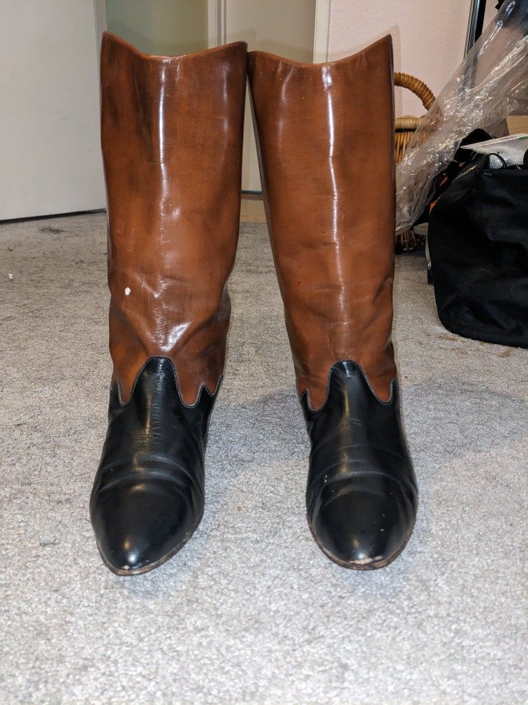 Women's Nordstrom Italian Leather Cowboy Boots - Size 37 Or 6 1/2