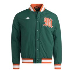 Adidas Miami Hurricanes Coaches Dugout Jacket Dark Green JM9976 Men's Size L NWT