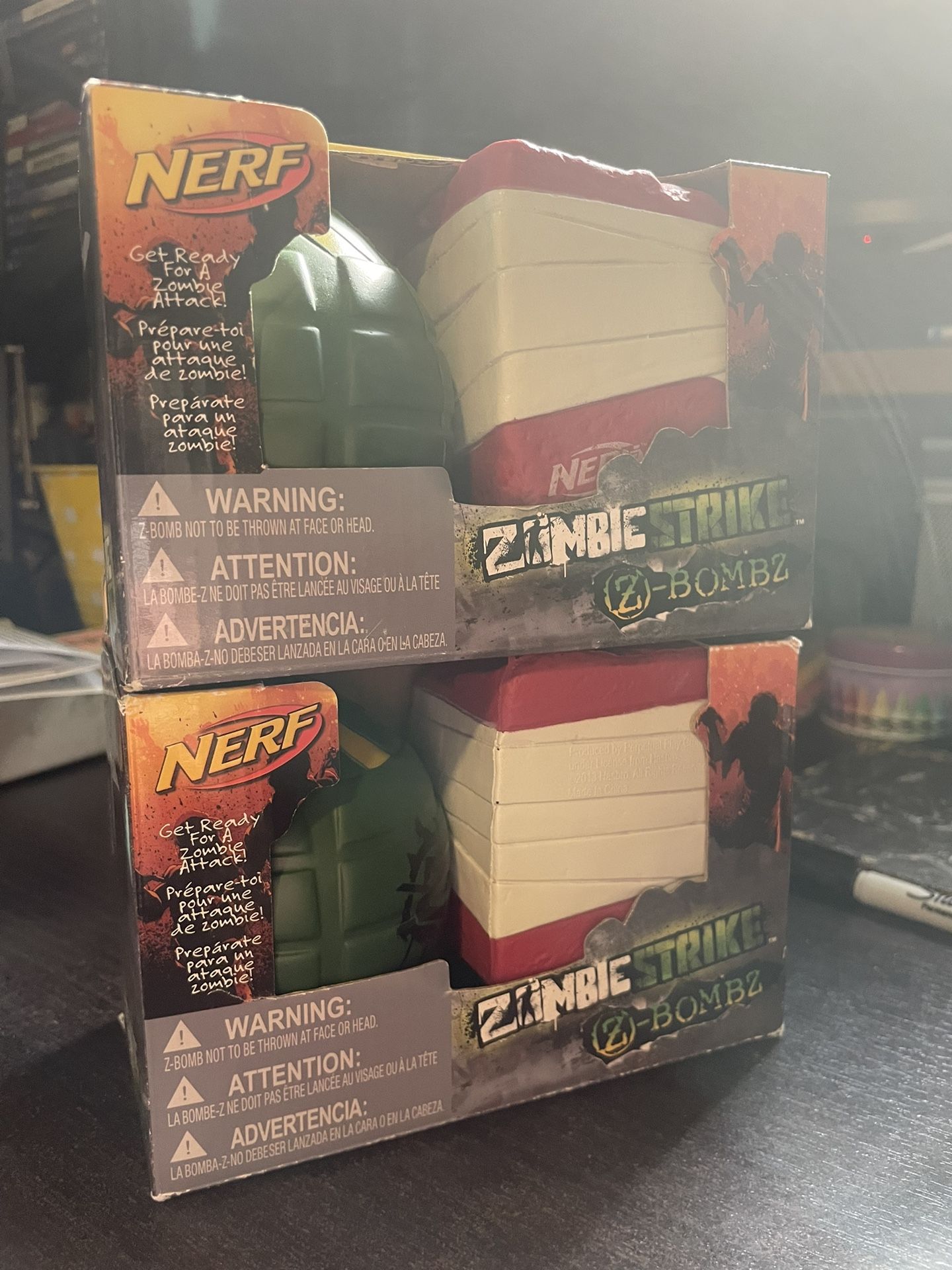 RARE! Nerf Zombie Strike Z-Bombz Foam Football Mini Nuke Grenade & Brick