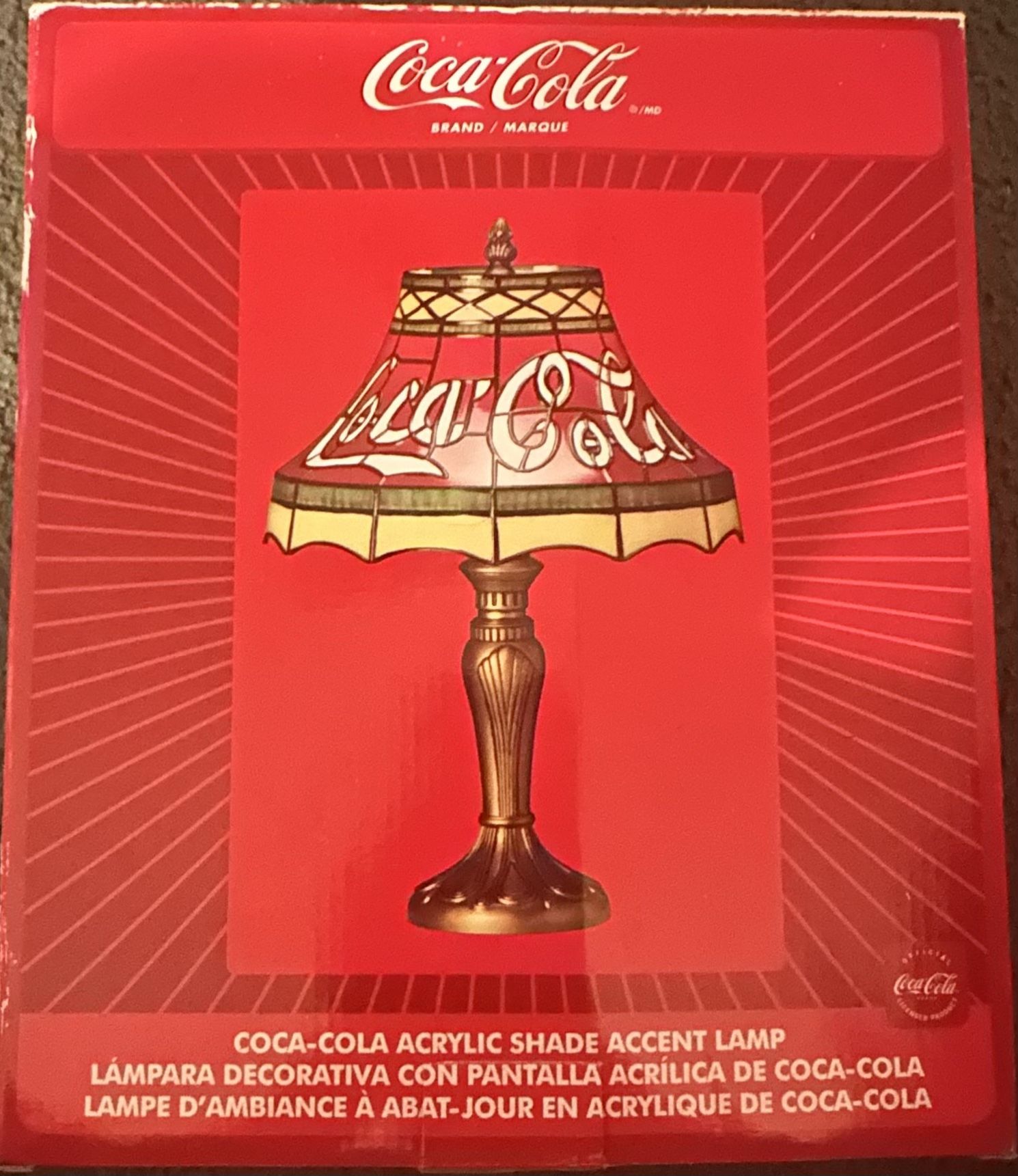 Vintage Coca-Cola Tiffany Style Lamp Plastic Shade & Script Logo