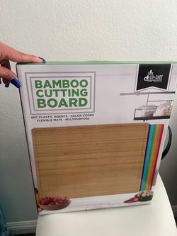 BAMBOO CUTTING BOARD 6PC PLASTIC INSERTS -