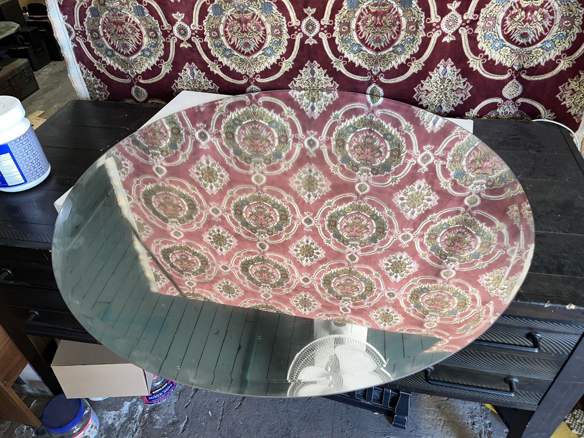 Round Glass Mirror Table Top One Inch Bevel 
