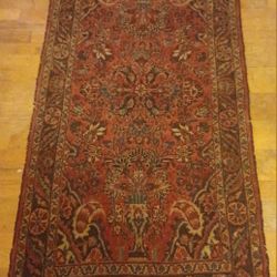 Antique Hand-woven Persian Sarouk Area Rug 