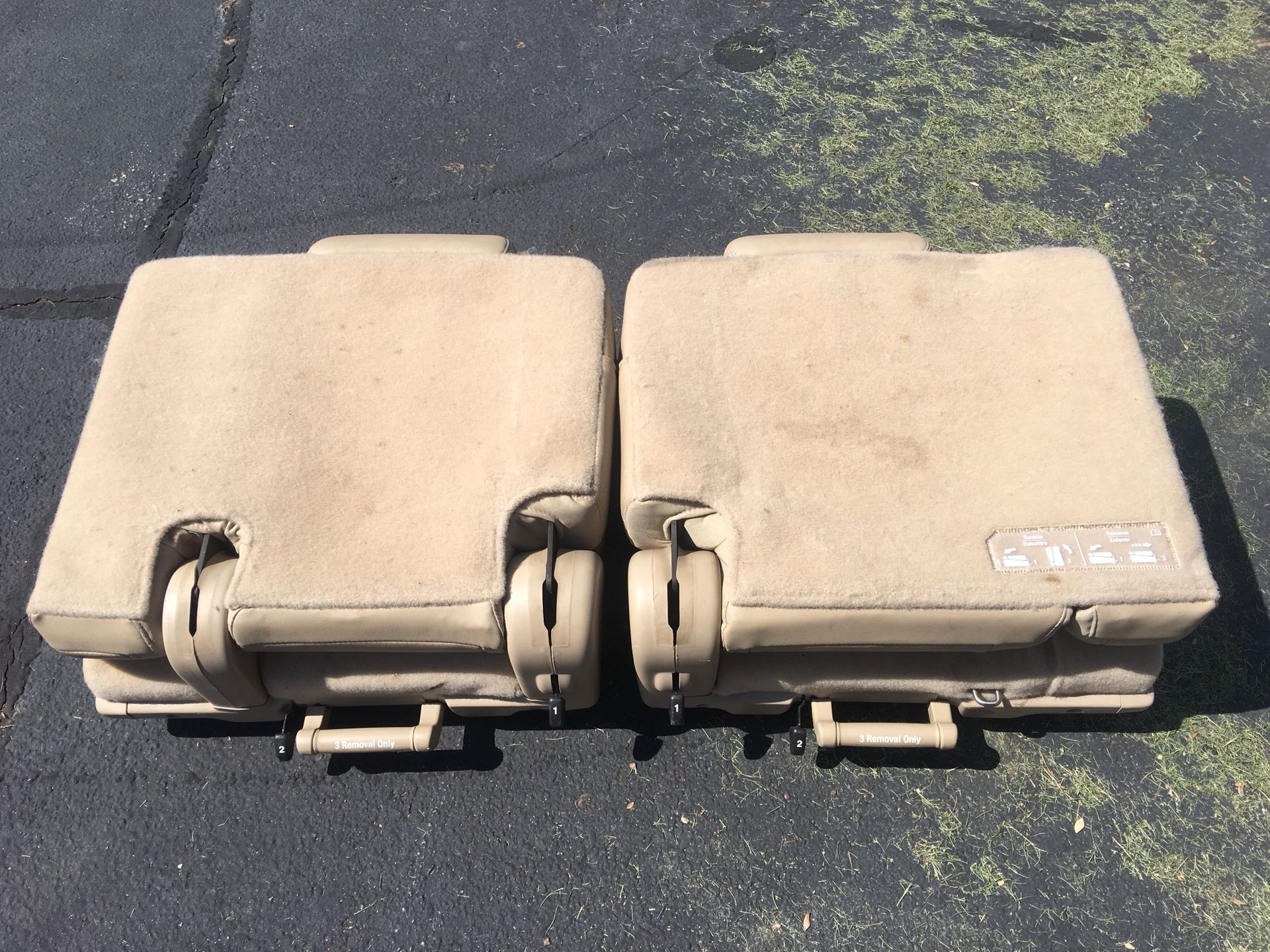 Two factor tan leather third row seats for 2010-2014 Chevy Tahoe