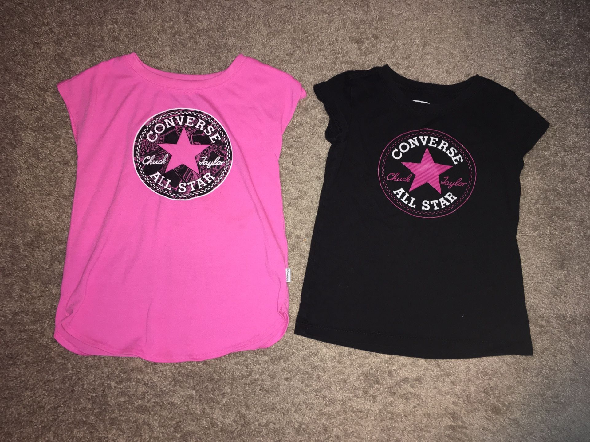 Pink and black converse shirts size 5/6