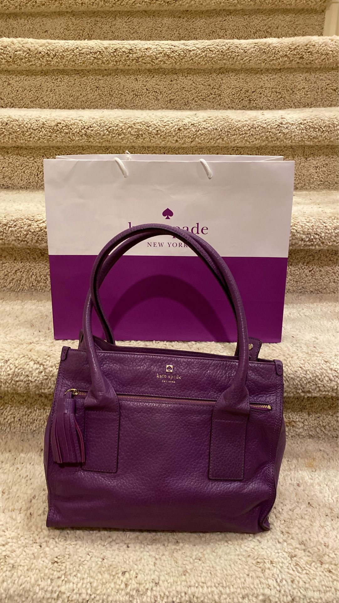 Kate Spade All Leather Purple Handbag. Original Price $425