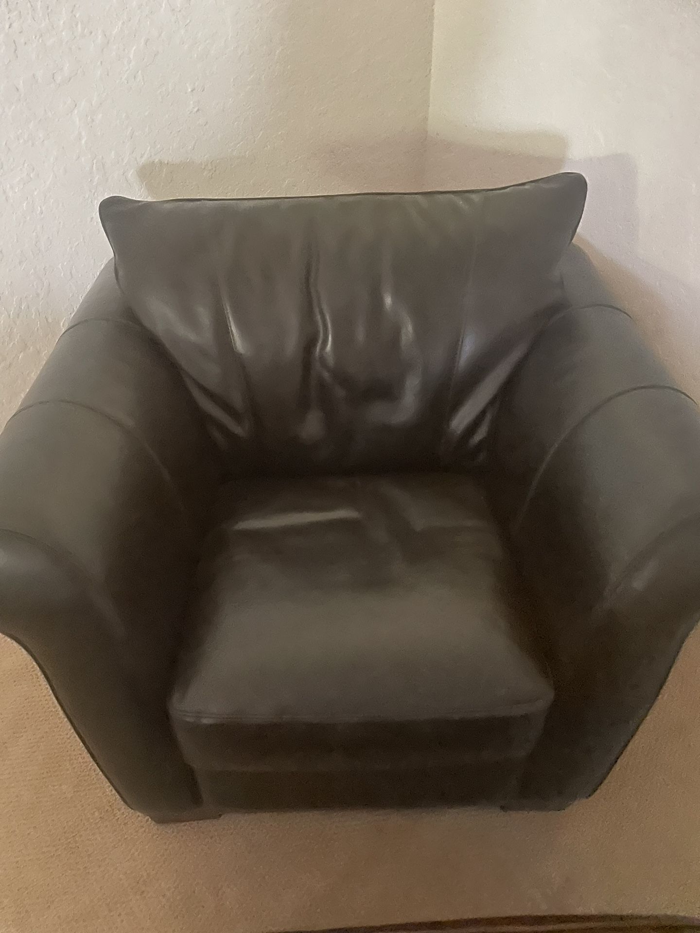 Leather Couch, Loveseat, Chair With Ottoman & Side Table