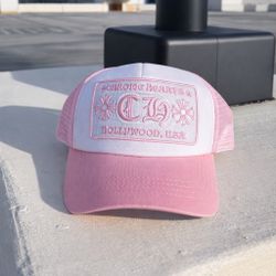 Chrome Hearts Style Pink Trucker Hat 