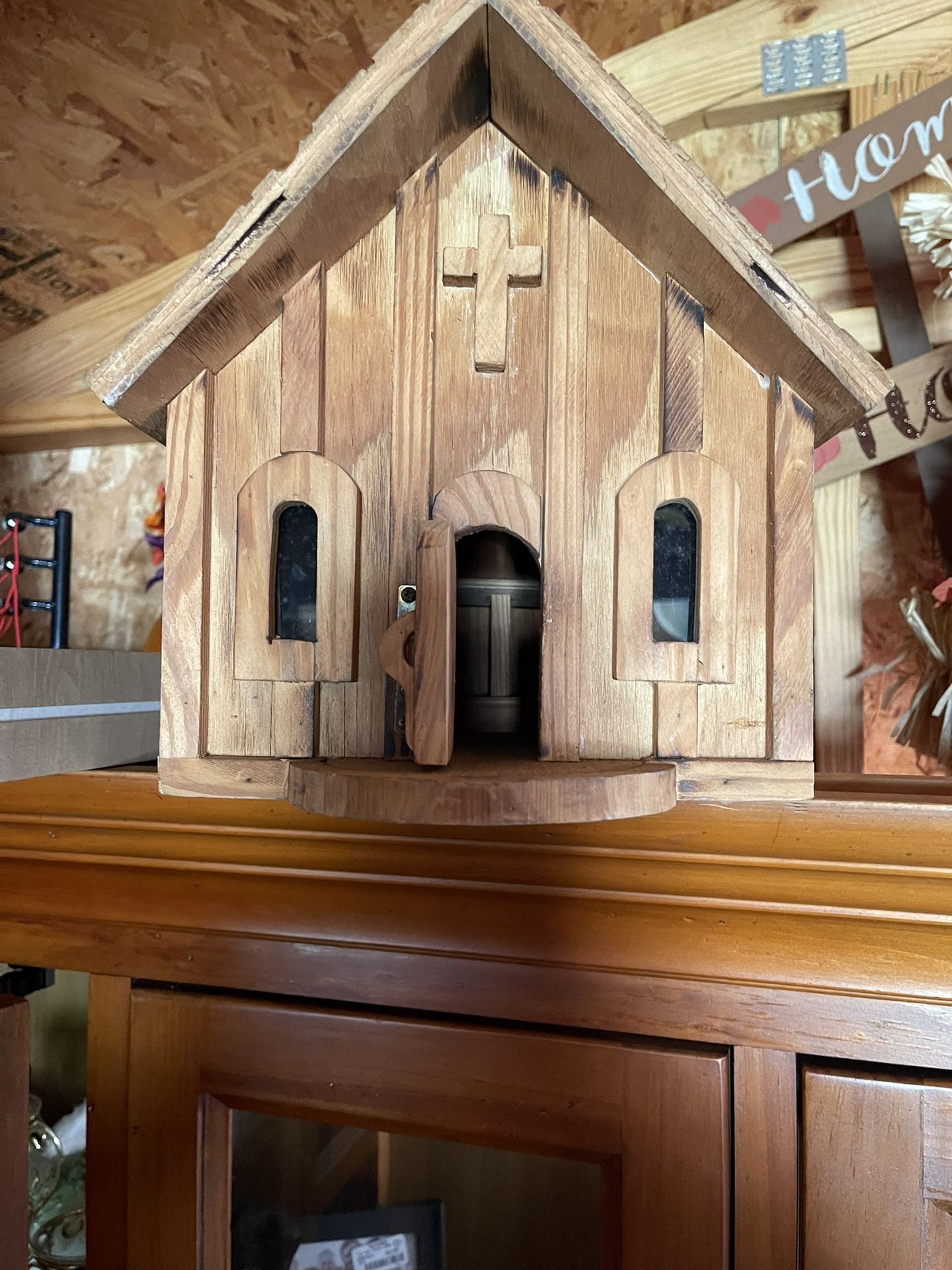 Open door, church birdhouse