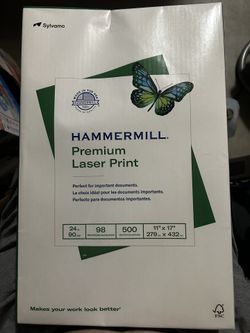 Hammermill Premium Laser Printer Paper Vibrant 24 lb 11” x 17” 5 Reems 1 Box